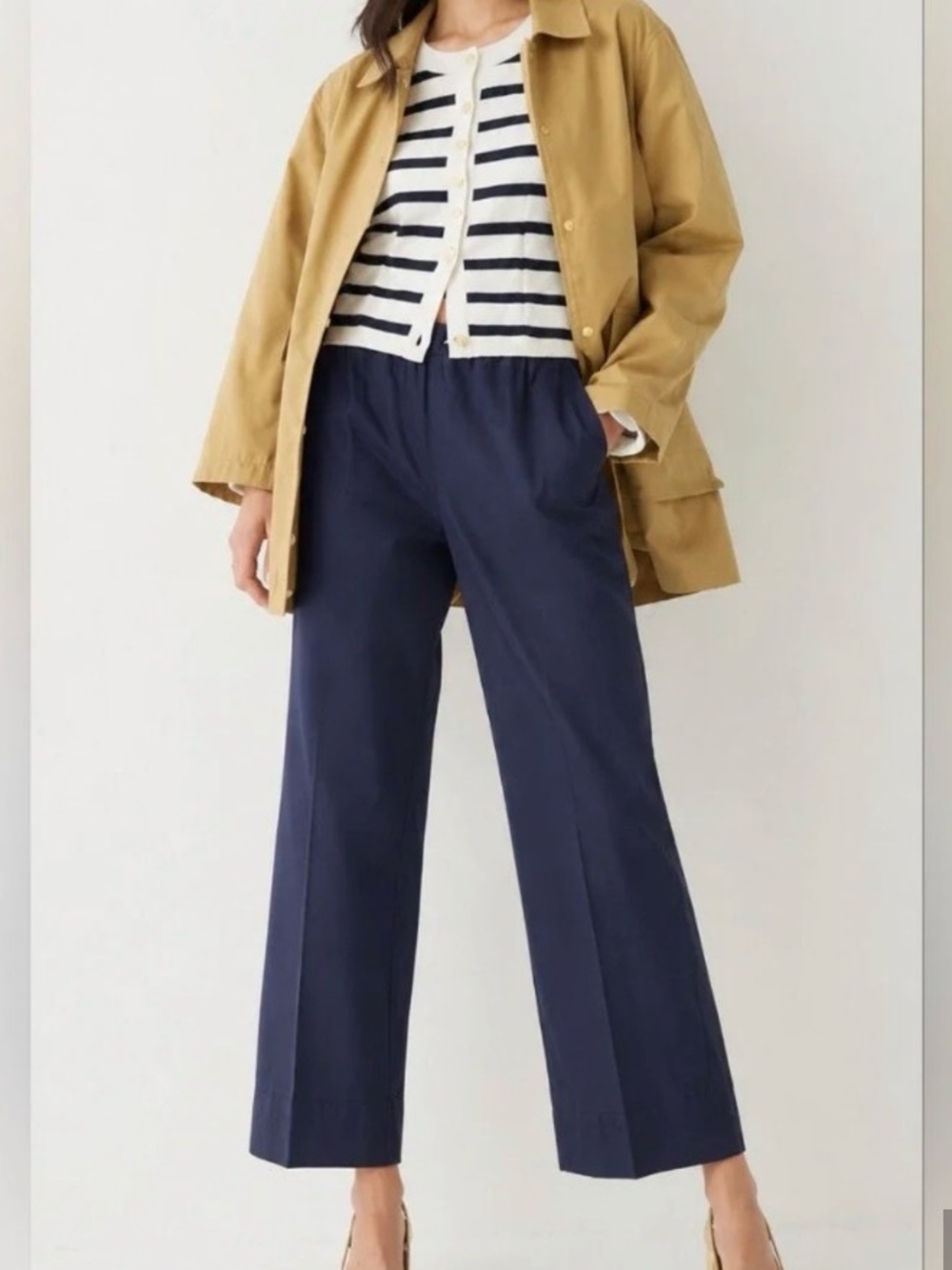 J. Crew Astrid Navy Wide-Leg Trousers